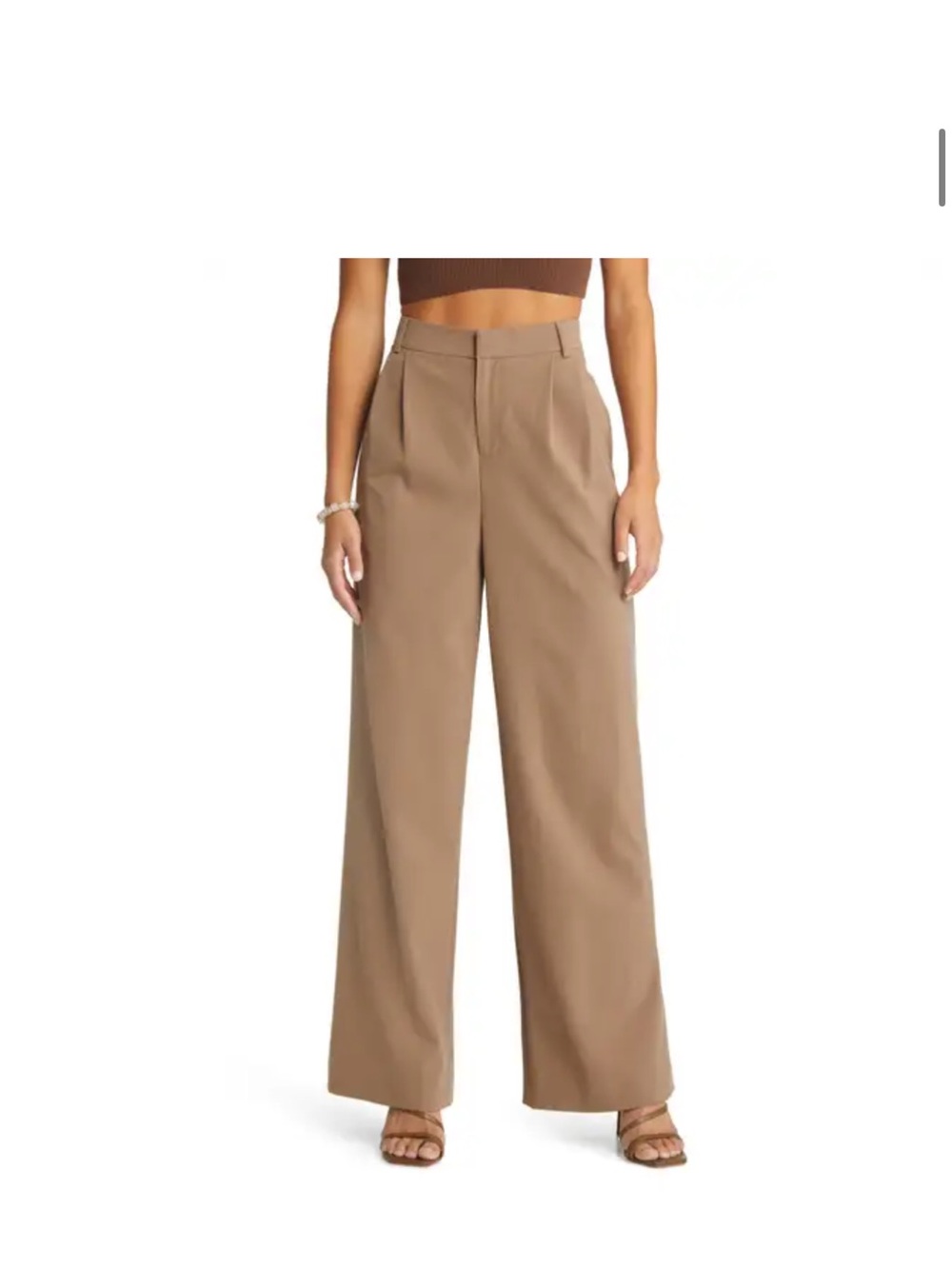 Open Edit High-Rise Wide Leg Pants in Taupe